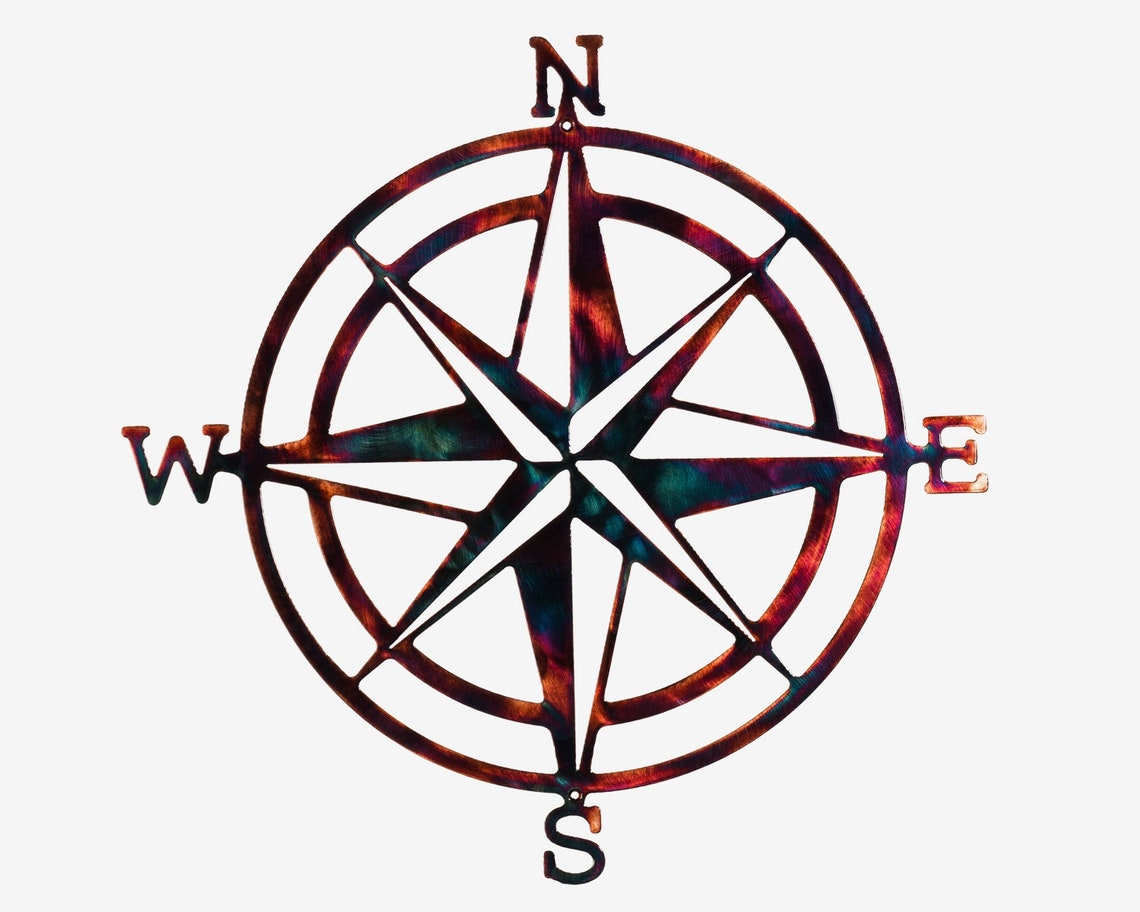 Compass Rose Nautical Metal Wall Art Etsy
