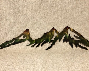 Wide Mountain Range Scene Indoor Or Outdoor Nature Theme Metal Wall Art