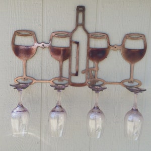 4 Wine Glass Holder Kitchen or Bar Metal Art - Etsy