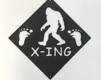 Bigfoot Crossing Indoor & Outdoor Sasquatch Metal Street Sign Wall Art