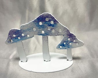 Metal Mushroom Stand, Colorful Mushroom Figurine, Woodland Decor, Cottagecore Gift