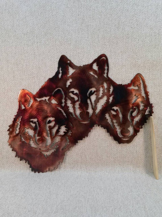Wolf Trio Indoor or Outdoor Plasma Cut Wildlife Metal Art