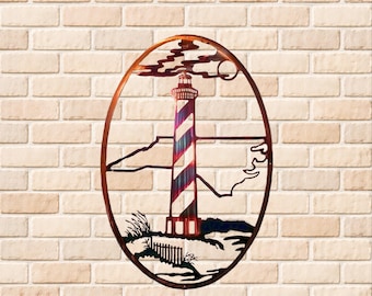 Cape Hatteras North Carolina Lighthouse Metal Nautical Wall Art