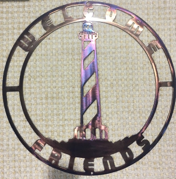 Hatteras Island North Carolina Lighthouse Indoor Or Outdoor Metal Art Welcome Sign