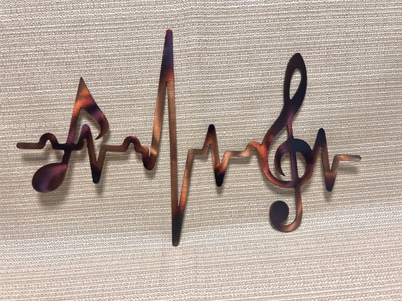 EKG Line Music Notes Treble Clef Heartbeat Sinus Rhythm Indoor or Outdoor Metal Art