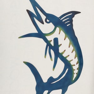 Blue Marlin Plasma Cut Hand Finished Indoor or Outdoor Metal Wall Art