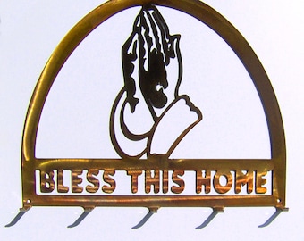 Bless This Home Utensil Hanger Metal Wall Art Kitchen Decor
