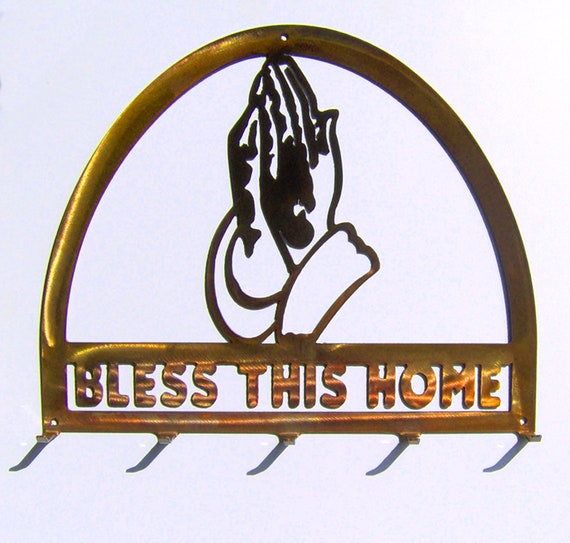 Bless This Home Utensil Hanger Metal Wall Art Kitchen Decor