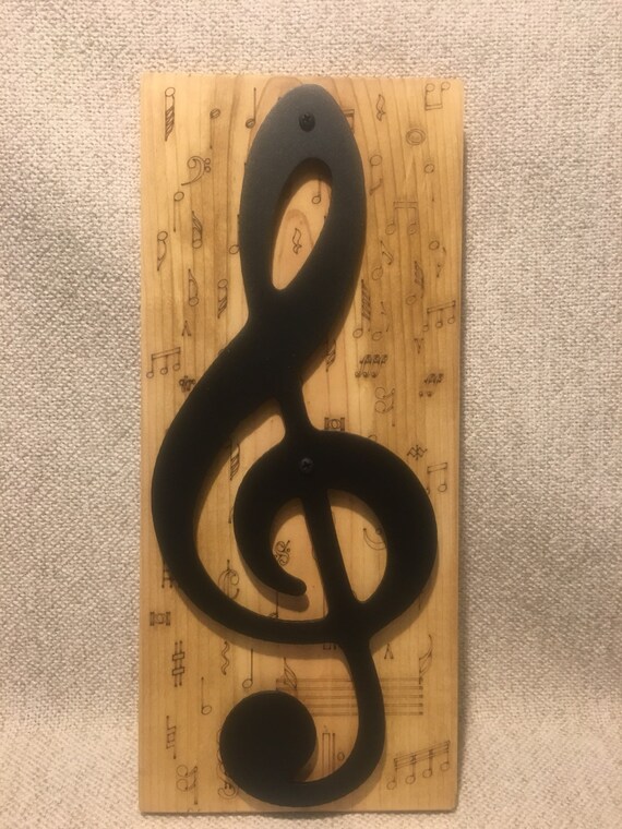 Metal Art Treble Clef Music Note On Lasered Wood Music Symbols
