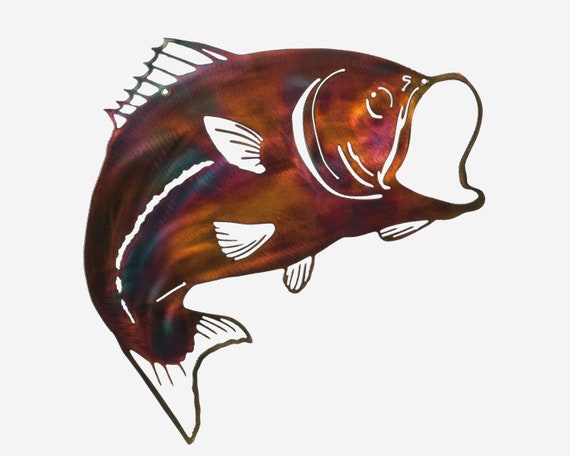 Largemouth Bass Den or Man Cave Fishing Metal Wall Art