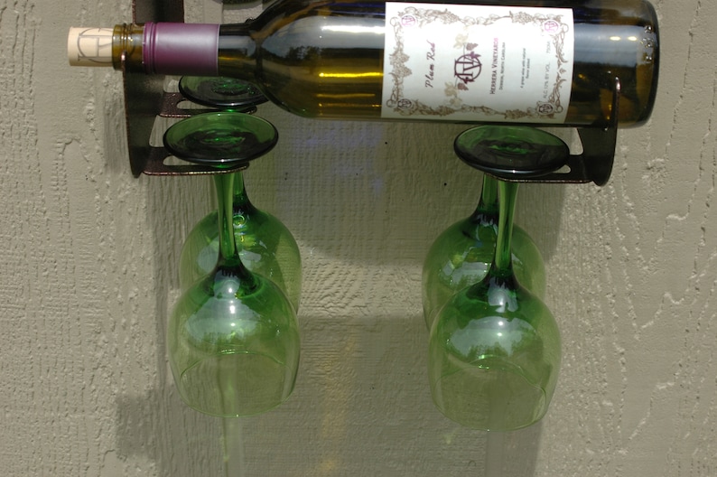 Wine Rack Glass & Bottle Holder Metal Art For Bar or Kitchen Etsy