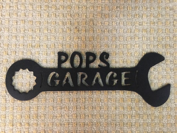 Pops Garage Wrench Metal Art Man Cave Decor