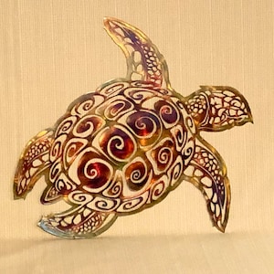 Sea Turtle Metal Wall Art – Indoor/Outdoor Nautical Decor – Coastal Marine Life Sign – Handmade Steel Ocean Wall Hanging