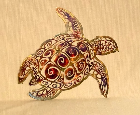 Sea Turtle Aquatic Nautical Indoor Or Outdoor Sealife Metal Wall Art