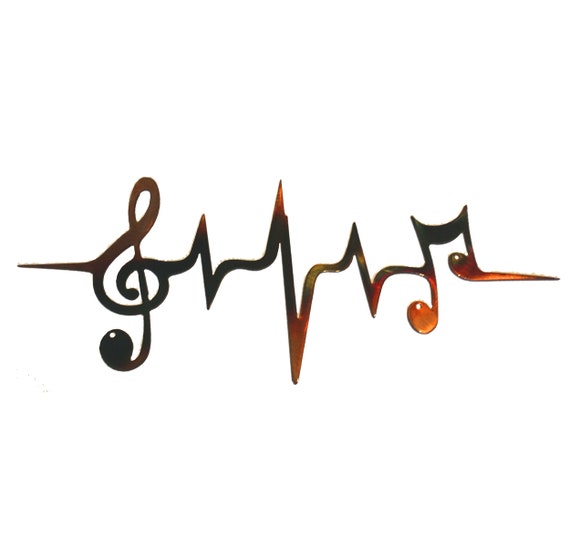 EKG Heartbeat Music Notes Treble Clef & Bar Note Plasma Cut Etsy
