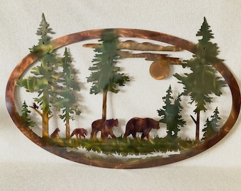 Rustic Metal Bear Or Deer Wall Art: Indoor Outdoor Wildlife Cabin Decor