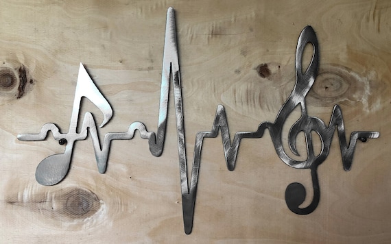 EKG Line Heartbeat Music Notes Treble Clef Unfinished Indoor or Outdoor Metal Art