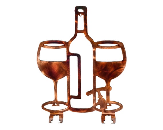 Wine Glass Holder Kitchen Or Bar Metal Wall Art