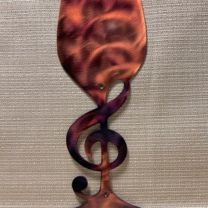 Wine Glass With Treble Clef Metal Wall Art Kitchen And Bar Decor