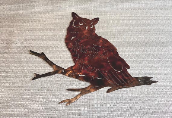 Hand-Finished Steel Owl Wall Art – Rustic Woodland Bird Decor – Farmhouse Cabin Accent