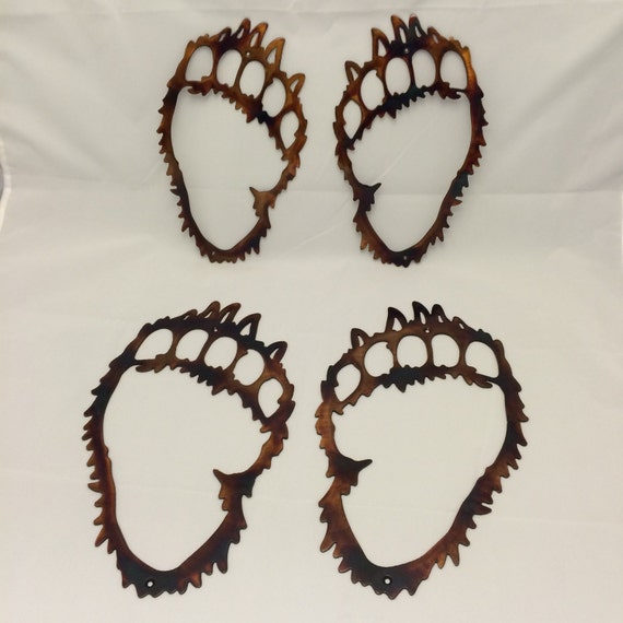 Grizzly Bear Paw Set Metal Wall Art