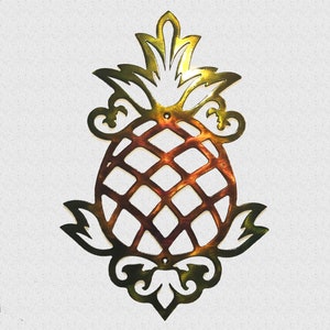 Pineapple Metal Wall Art – Indoor/Outdoor Kitchen Decor – Tropical Fruit Sign – Rustic Farmhouse Welcome Plaque – Handmade Steel Art