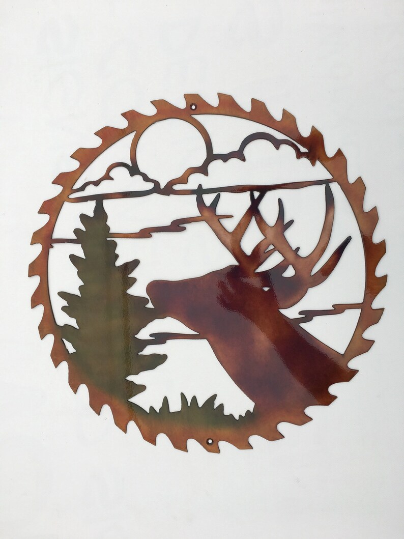 Whitetail Buck Deer in Sawblade Metal Wildlife Wall Art Etsy