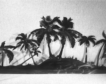 Palm Trees Scene Unfinished Island Beach Decor Indoor Or Outdoor Metal Art