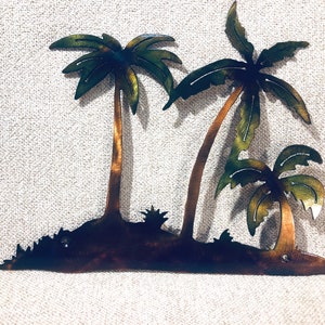 Palm Trees On Small Island Beach Decor Indoor Or Outdoor Ocean Living Metal Wall Art