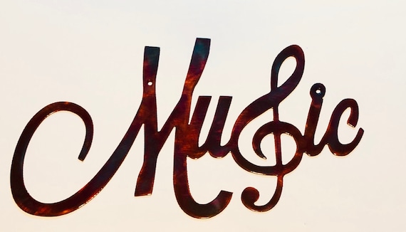 Music And Treble Clef Plasma Cut Indoor or Outdoor Metal Wall Art