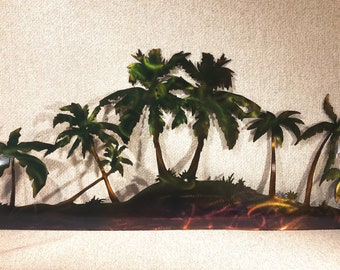 Palm Trees Scene Island Beach Decor Indoor Or Outdoor Metal Art