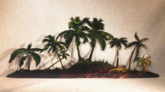 Palm Trees Scene Island Beach Decor Indoor Or Outdoor Metal Art