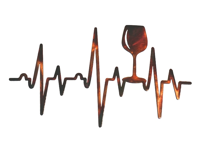 EKG Heartbeat Wine Glass Plasma Cut Indoor or Outdoor Metal - Etsy
