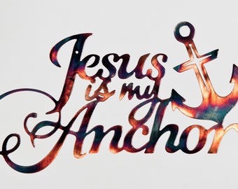 Jesus Is My Anchor Metal Wall Art Religious Decor