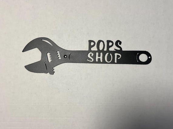 Pops Shop Crescent Wrench Cusomizable Metal Wall Art Man Cave Decor