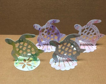 Sea Turtle On Stand Metal Wall Art Indoor Outdoor Aquatic Decor In Assorted Colors