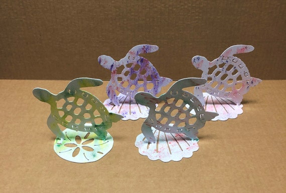 Sea Turtle On Stand Metal Wall Art Indoor Outdoor Aquatic Decor In Assorted Colors