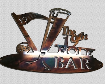 19th Hole Bar Golfer Metal Wall Art Bar or Man Cave Decor