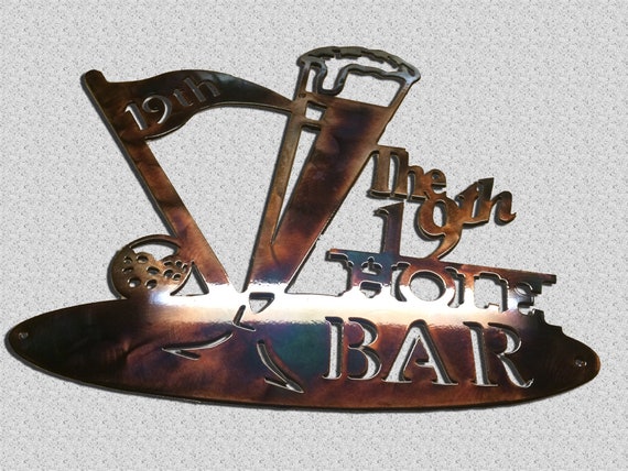 19th Hole Bar Golfer Metal Wall Art Bar or Man Cave Decor