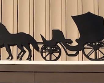 Horse Pulling Carriage Indoor Or Outdoor Equine Metal Wall Art