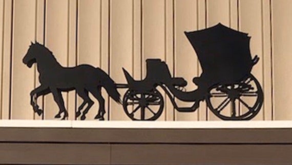 Horse Pulling Carriage Indoor Or Outdoor Equine Metal Wall Art