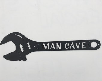 Man Cave Crescent Wrench Metal Wall Art Decor