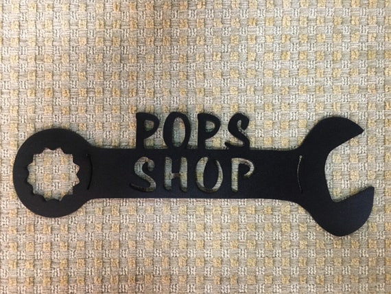 Pops Shop Wrench Metal Art Man Cave Decor