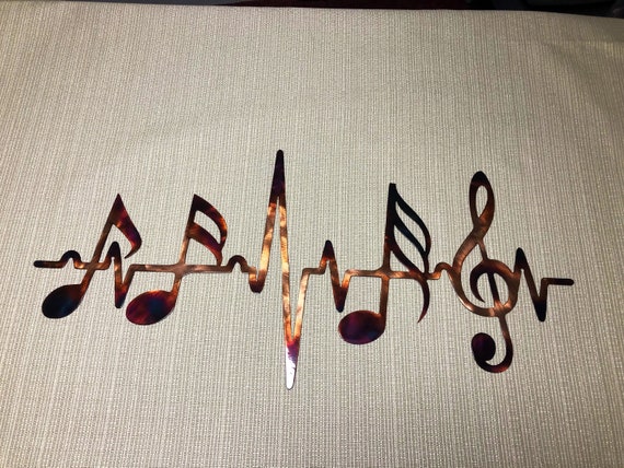 36” EKG Line Music Notes & Treble Clef Heartbeat Sinus Rhythm Indoor or Outdoor Metal Art