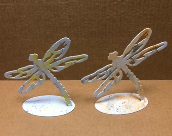 Dragonfly On Stand Metal Wall Art Indoor Outdoor In Assorted Colors