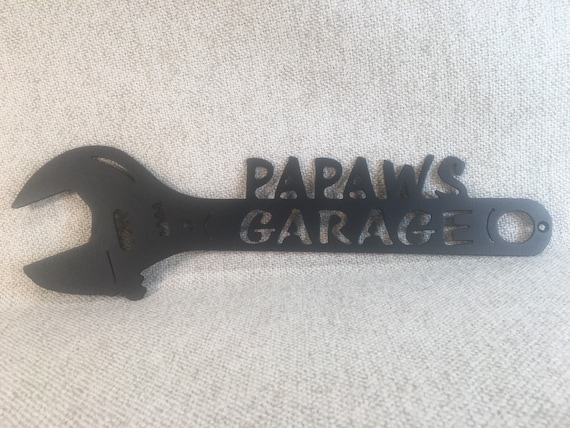 Papaw's Garage Papaws Shop Crescent Wrench Metal Art Man Cave Decor