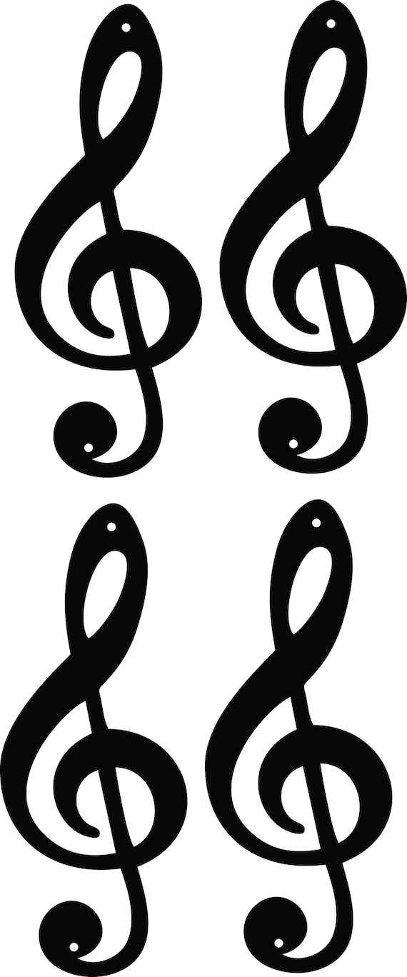 Set of 4 Treble Clef Music Notes Indoor or Outdoor Metal Art