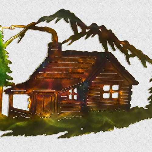 Metal Log Cabin Wall Art Wall Design Ideas