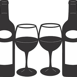 Wine Bottles And Glasses Metal Wall Art