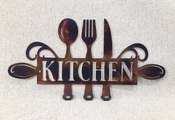 Kitchen Metal Wall Art Fork Knife Spoon Indoor or Outdoor